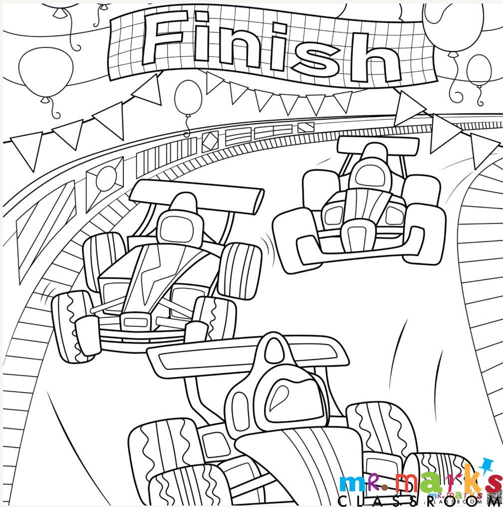 Racer Speedway Doodle Art Individuals - Finish Line Doodle image